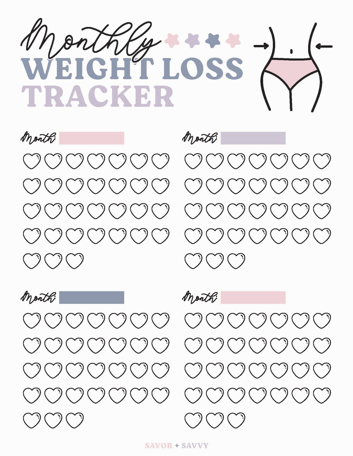 free weight loss tracker printable - savor + savvy